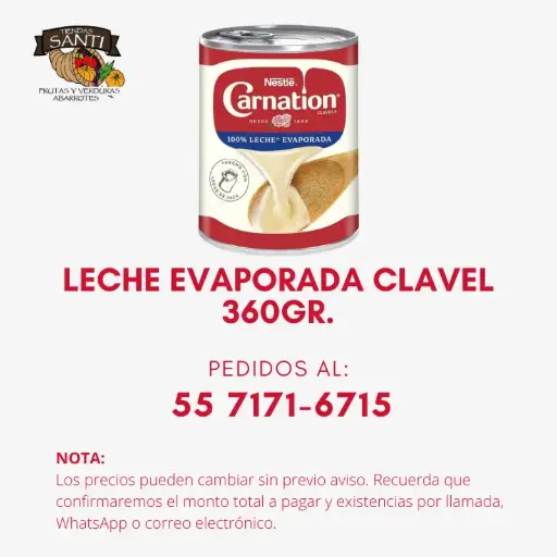 LECHE EVAPORADA CLAVEL 360GR.