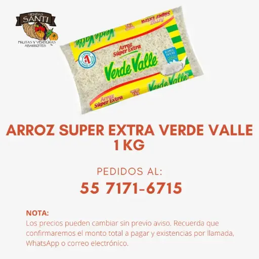 ARROZ SUPER EXTRA VERDE VALLE 1 KG.